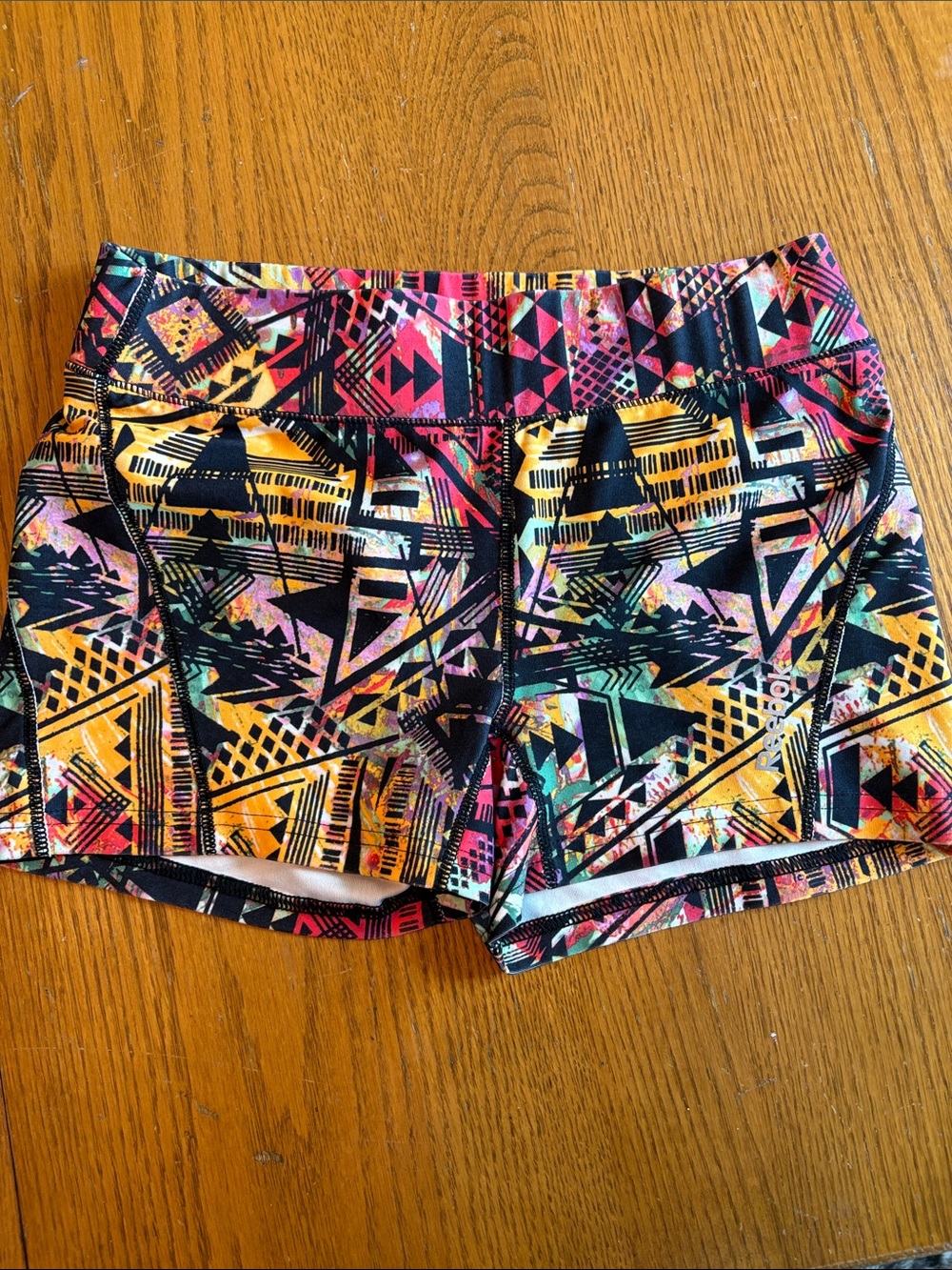 (5/$20) Reebok Multicolor Geometric Print Bike Shorts